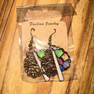Fashion Jewelry Green and Pink Earrings